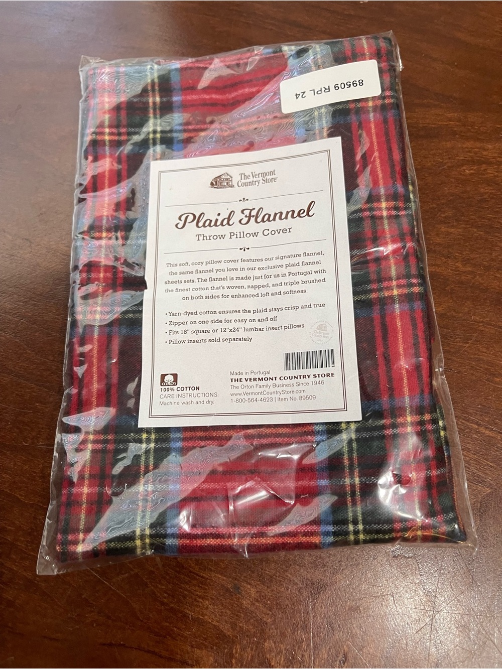 The Vermont Country Store new plaid flannel  throw pillow